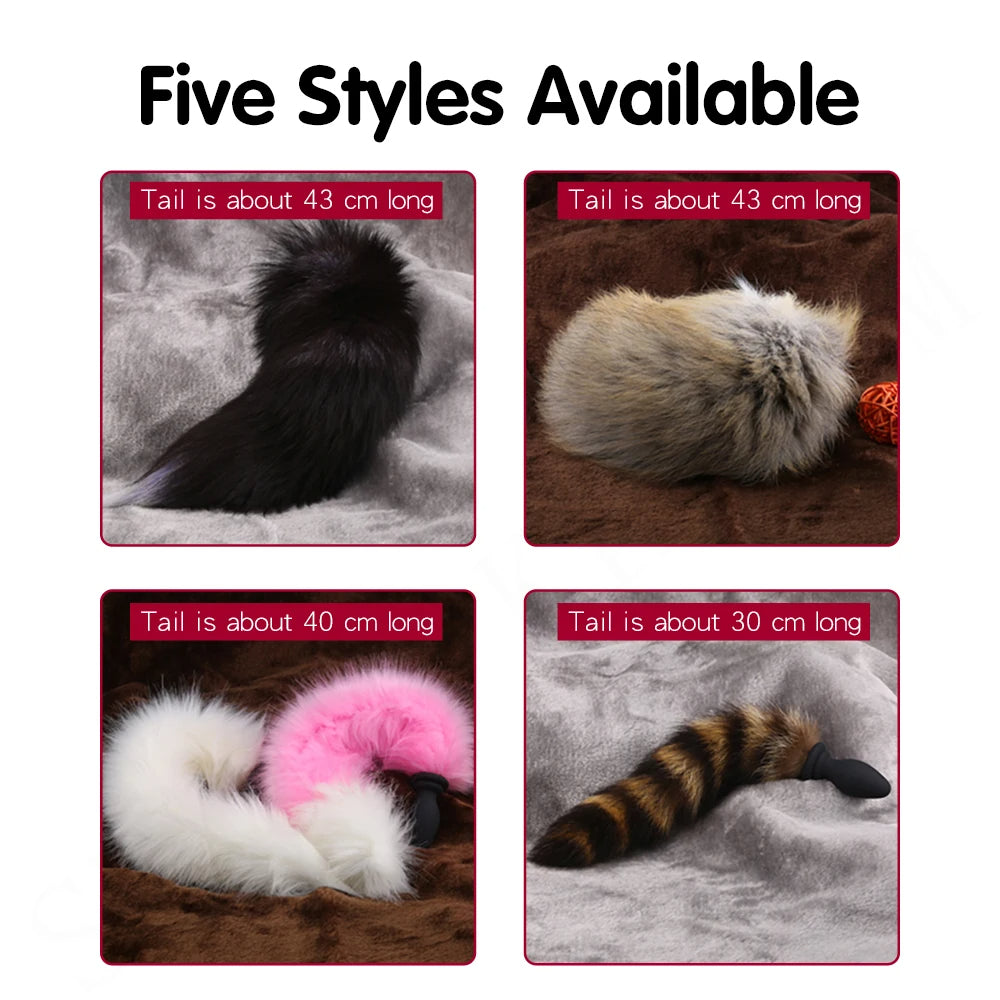 Plug anal vibrant à queue de renard télécommandé - Jeux de rôle d'animaux fantastiques BDSM à fourrure