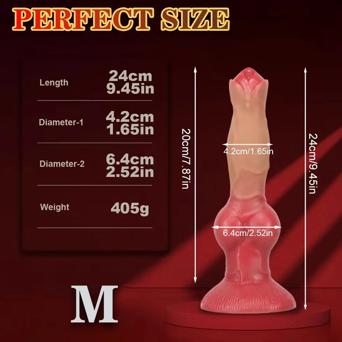 Realistischer Hundedildo-Analplug – Riesiger Fleischdildo aus Silikon mit großem Saugnapf.
