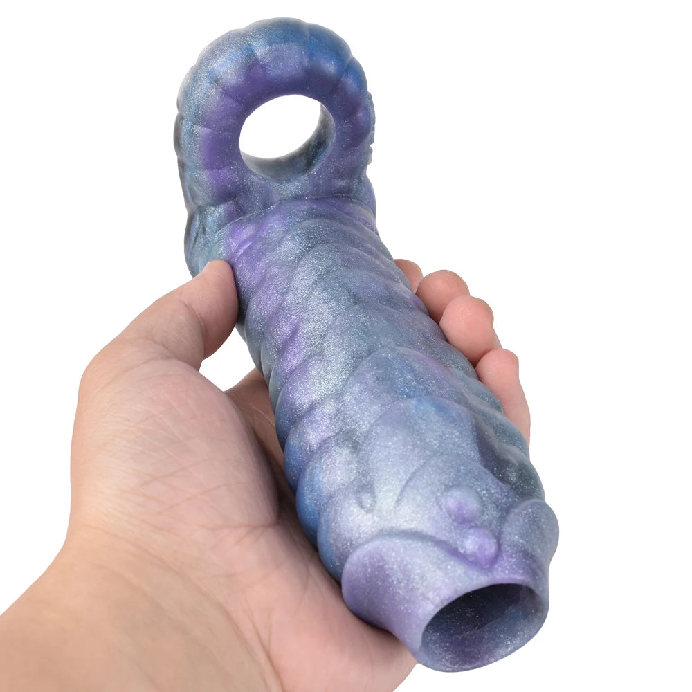 Masturbateur masculin à manches nervurées Monsterdildo - Jouet sexuel d'agrandissement de pénis de dragon en silicone pour hommes