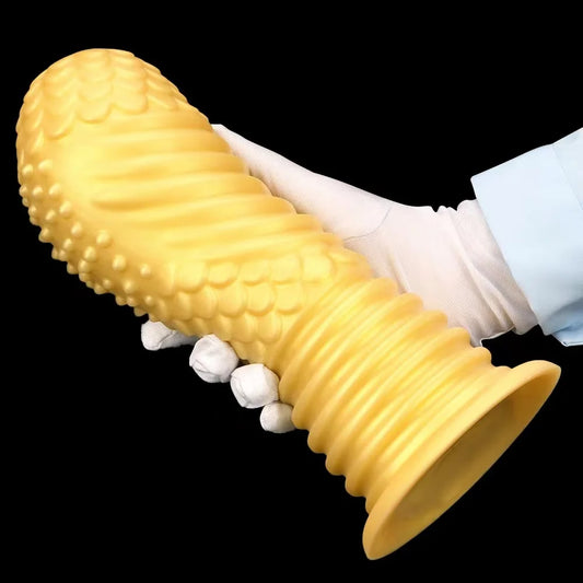 Big Giant Dildo Butt Plug - Golden Huge Knotted Dildos Anal Expansion Dilator Sex Toys