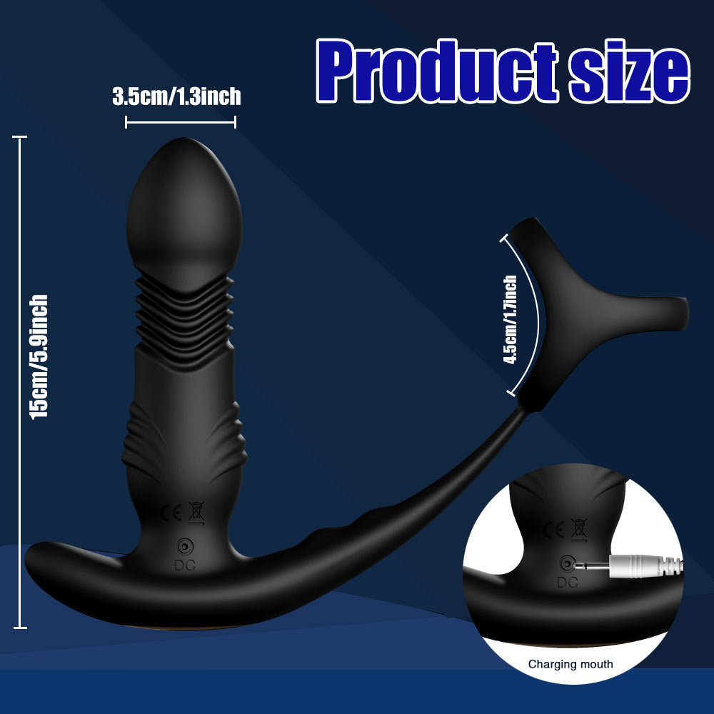Vibromasseur anal gode à poussée de contrôle APP - Jouet sexuel masculin avec anneau pénien télécommandé