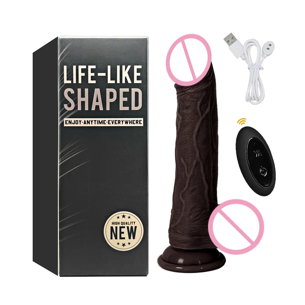 Gode de poussée sans bretelles avec télécommande, godes réalistes rotatifs à 360 °, ventouse, jeu mains libres