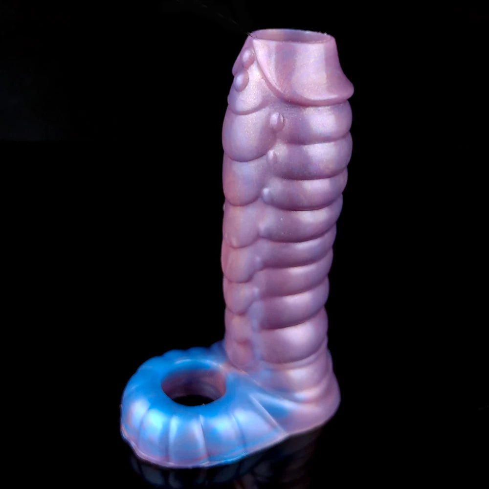 Monsterdildo Penis Sleeve - Agrandisseur en silicone Cock Ring Retarder l'éjaculation Jouets sexuels masculins