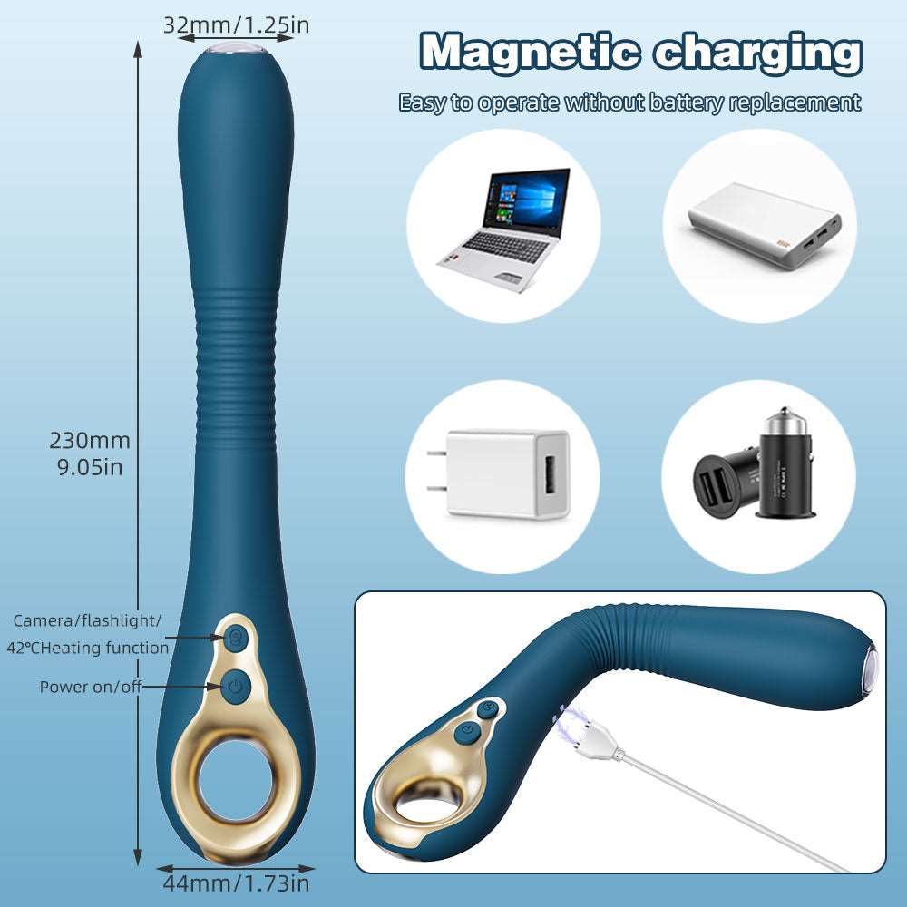 Endoskopischer vibrierender Dildo, Analspielzeug – 360° biegbarer Wärme-Endoskop-Vibrator, Masturbator für Frauen