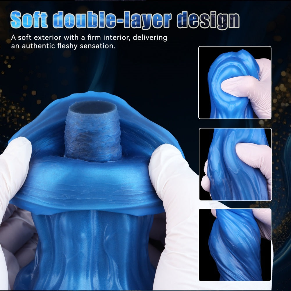 Monster Tri-Wolf Fantasy Knot Dildo - Double-Layer Silicone Vaginal Climax Toy
