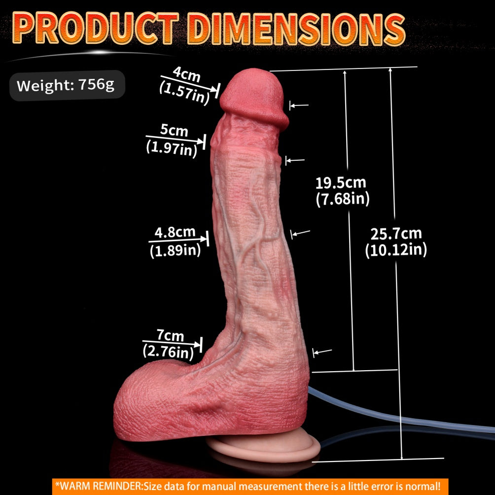 10-Inch Extra Long Squirt Simulated Dildo - Fantasy Female Vaginal Insertion Masturbation Toy