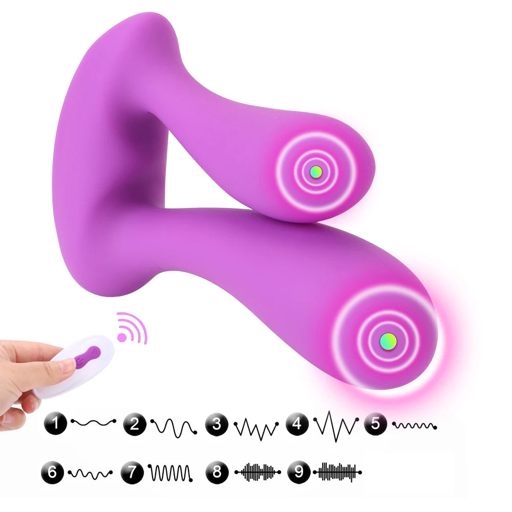 Vibromasseur double gode télécommandé - Plug anal vibrant Panty Sex Toys