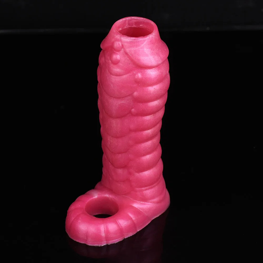 Monsterdildo Penis Sleeve - Agrandisseur en silicone Cock Ring Retarder l'éjaculation Jouets sexuels masculins