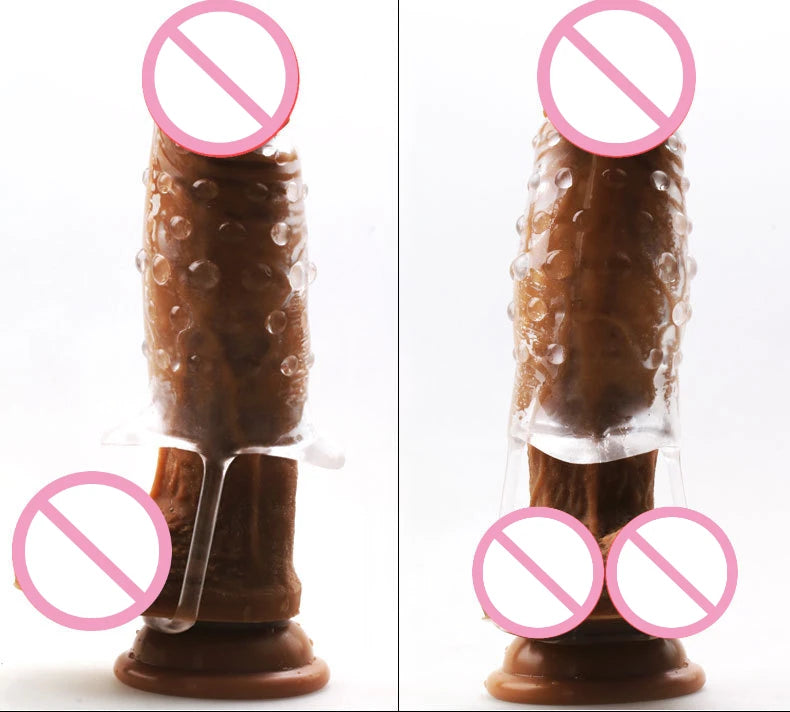 Agrandisseur de pénis à manchon Jelly Cock - Anneau de pénis retarde l'éjaculation Préservatif Sex Toy pour hommes