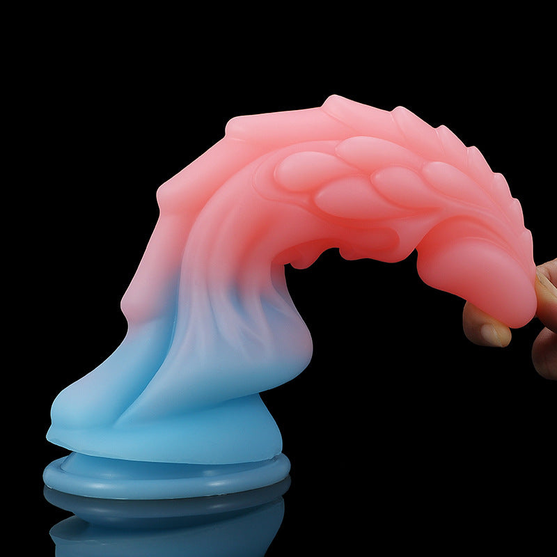 Leuchtender Drache-Monsterdildo-Buttplug – Exotisches Silikon-Dildo-Sexspielzeug mit Saugnapf