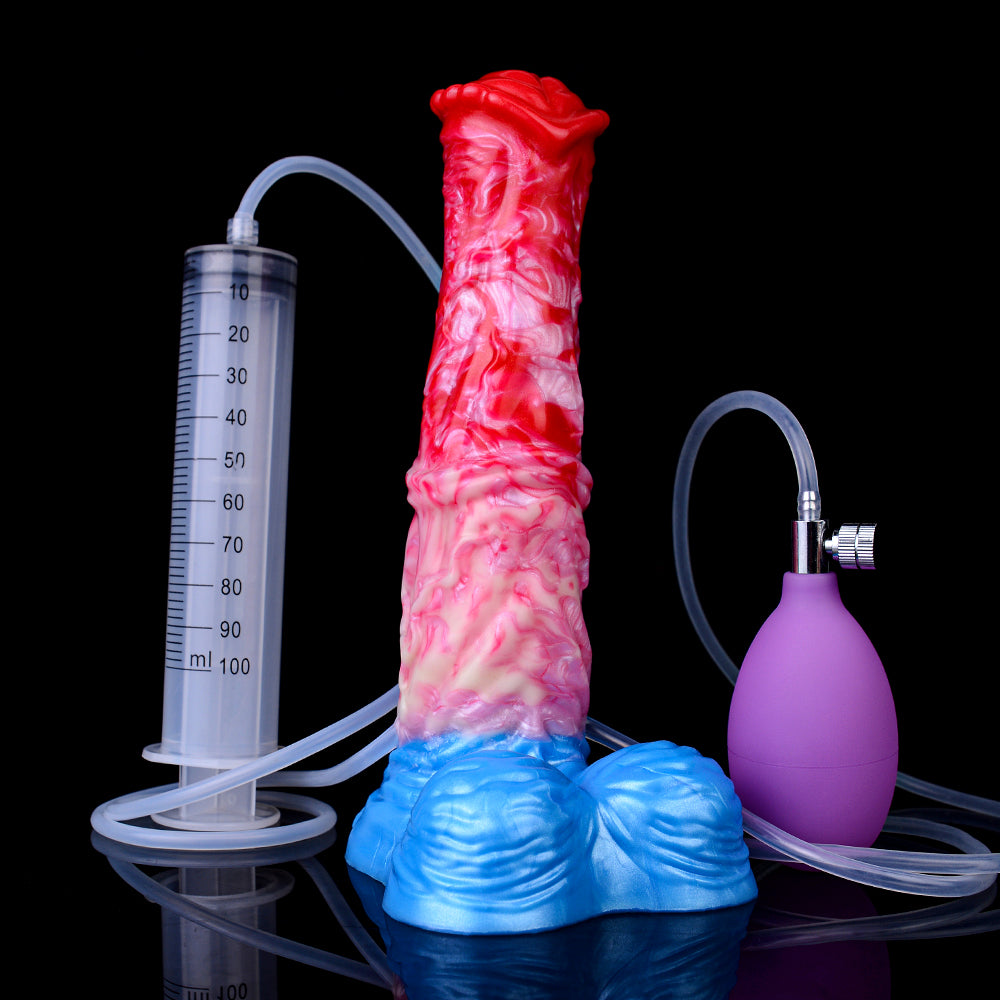 Gode gonflable Monsterdildo éjaculant Butt Plug - Jouets sexuels anaux de massage de la prostate noués en silicone pour femmes
