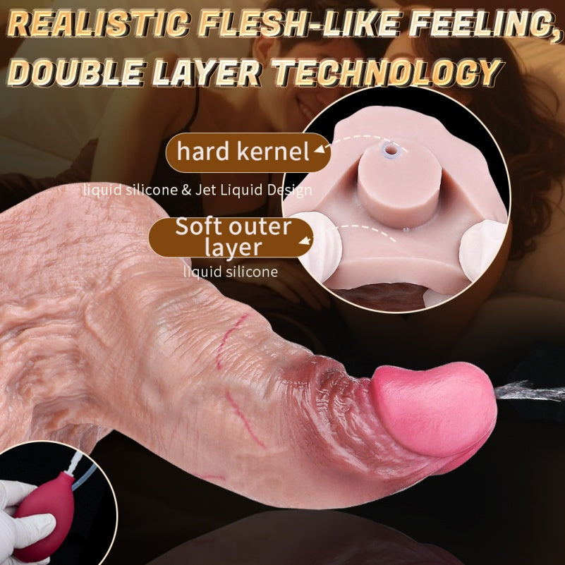 Squirting Life Size Lightskin Dildo – Giant Testicle Big Suction Cup Women Masturbatior