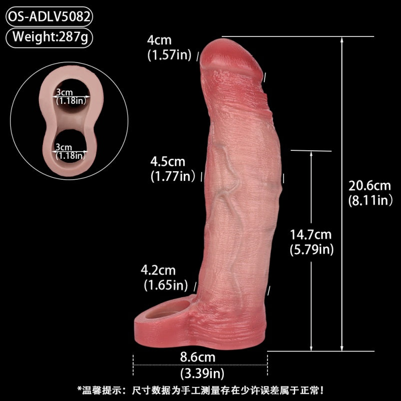 Gaine de pénis réaliste de 20 cm – Gaine vibrante pour pénis, contrôle de l'éjaculation, jouets sexuels pour hommes