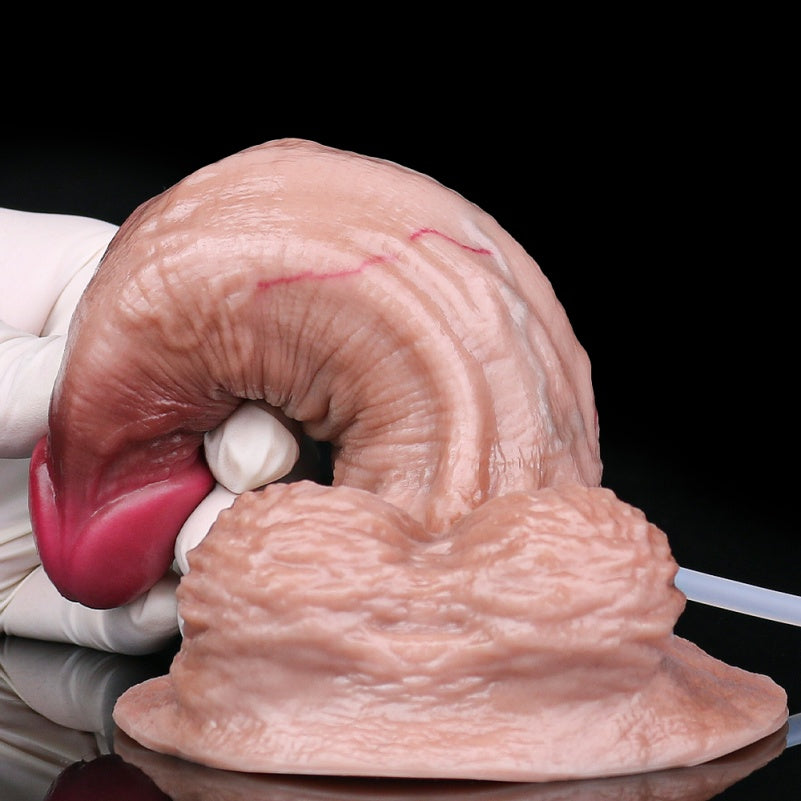 Squirting Life Size Lightskin Dildo – Giant Testicle Big Suction Cup Women Masturbatior