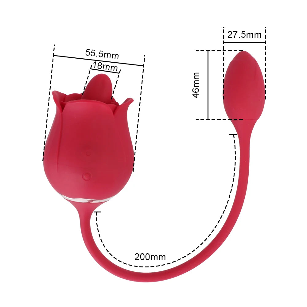 Rose Klitorisklemmender weiblicher Vibrator – vibrierendes Höschen-Ei zum Klitorislecken mit zwei Enden