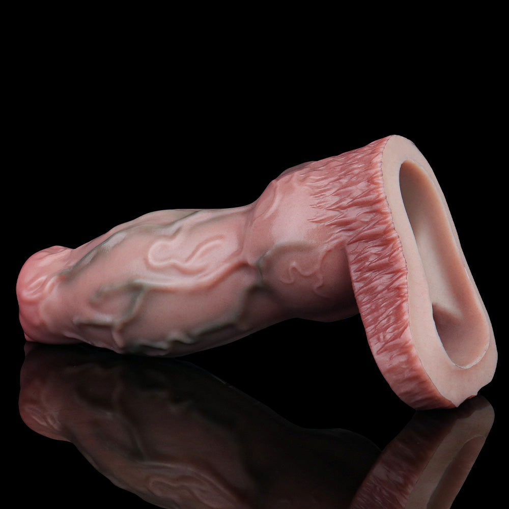 Fantasy Penis Sleeve Sheath - Realistic Dogdildo Knotted Cocksleeve Condom Male Sex Toy