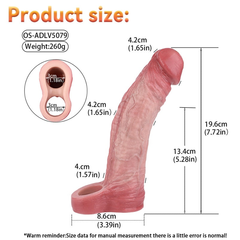 Gaine vibrante télécommandée pour pénis Lightskin, énorme extenseur masculin en silicone