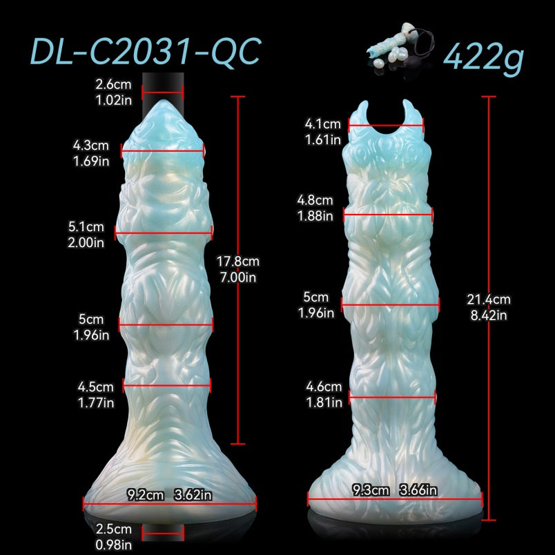 Gode Ovipositeur Monstre en Silicone Bleu – Stimulateur Fantaisie d'Expansion Vaginale Féminine par Insertion