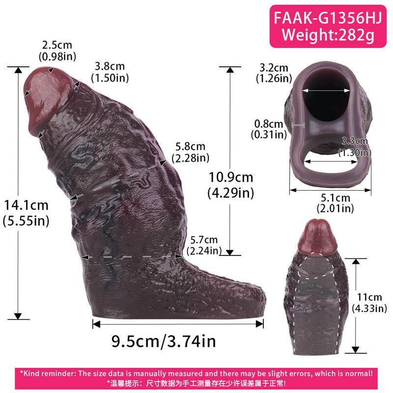 Gaine pénienne réaliste Onyx Curve : extenseur de circonférence à tête recourbée avec double anneau de maintien