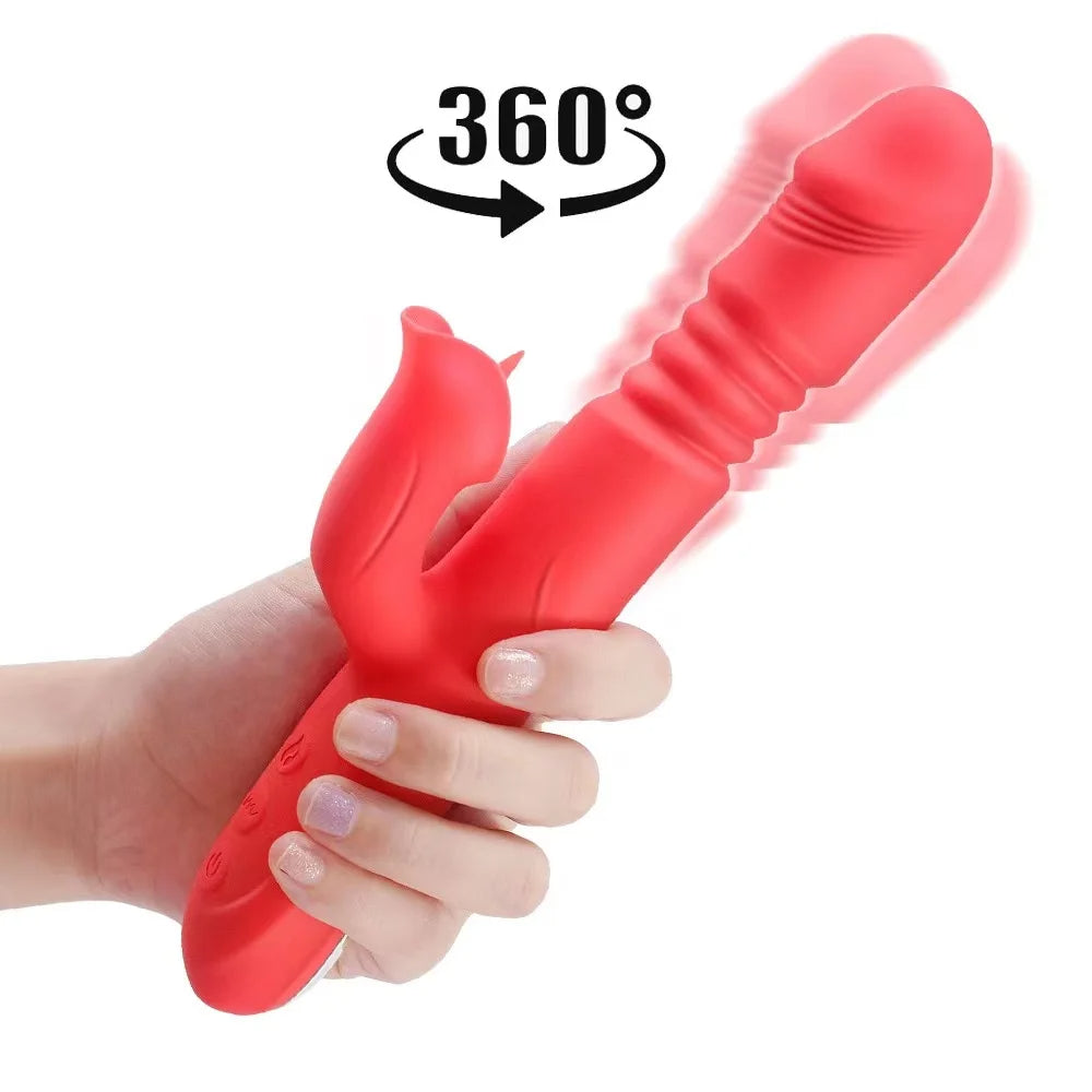 Gode de poussée Vibromasseur point G - Gode vibrant Stimulateur de clitoris Double extrémité Jouet sexuel féminin