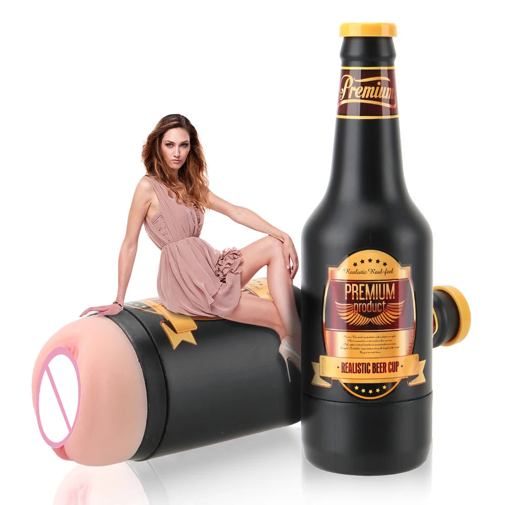 Bierflasche für Männer, Masturbationsbecher – realistische Vagina, Taschenmuschi, Sexspielzeug für Männer