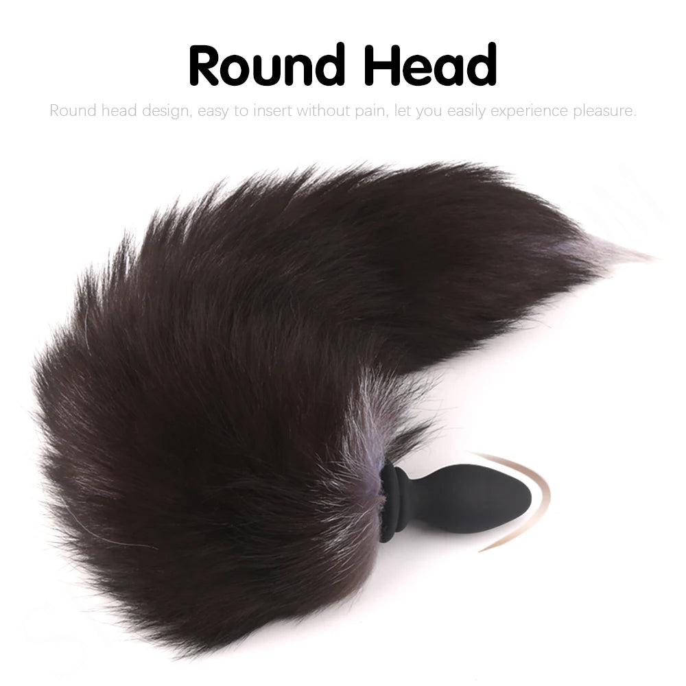 Vibrating Tail Butt Plug Furry Sex - Fake Fox Fur Analplug BDSM Sex Toys for Men Women