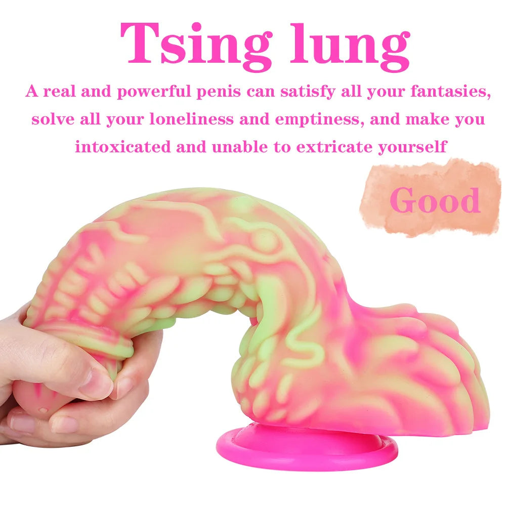 Bunter Monster-Umschnalldildo – Fantasy-Drachen-Dildos, Buttplug, Analspielzeug