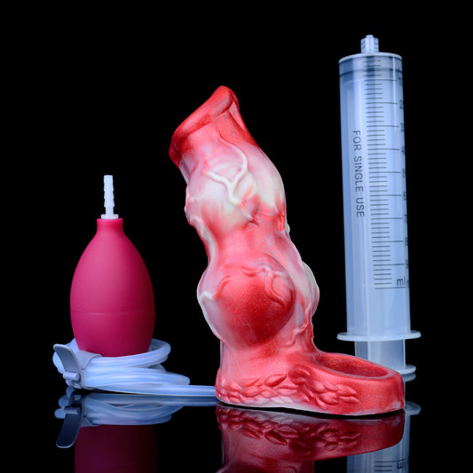 Hyena Squirting Penis Sleeve Sheath - Fantasy Cockring Delay Trainer Extender Male Sex Toy