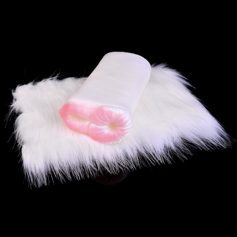 Pelzige Sexpuppe mit Merinoschaf-Taschenmuschi – Penis-Masturbator mit weißem Fell und Tiermuschis