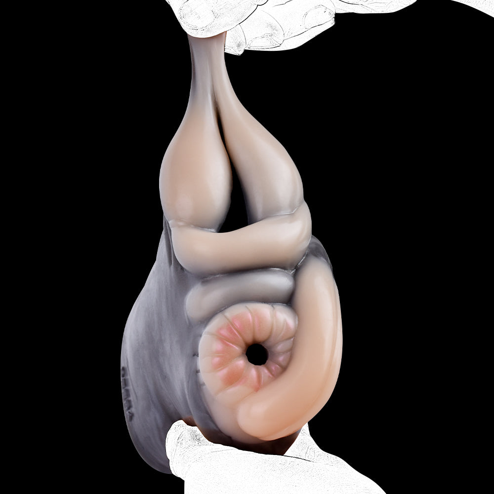 Tasse de masturbation de chatte de poche de girafe - Masturbateur masculin de double vagin anal en silicone