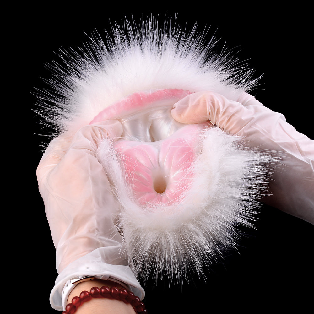 Pelzige Sexpuppe mit Merinoschaf-Taschenmuschi – Penis-Masturbator mit weißem Fell und Tiermuschis