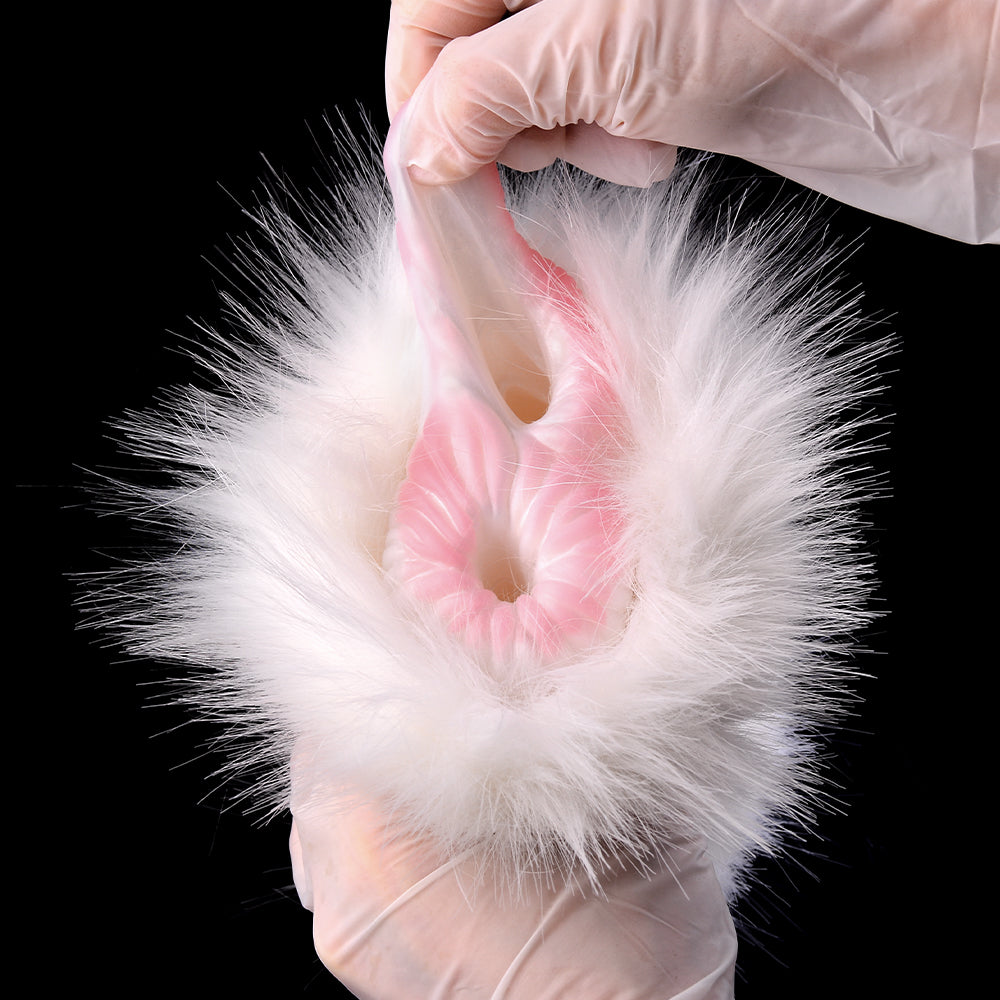 Pelzige Sexpuppe mit Merinoschaf-Taschenmuschi – Penis-Masturbator mit weißem Fell und Tiermuschis