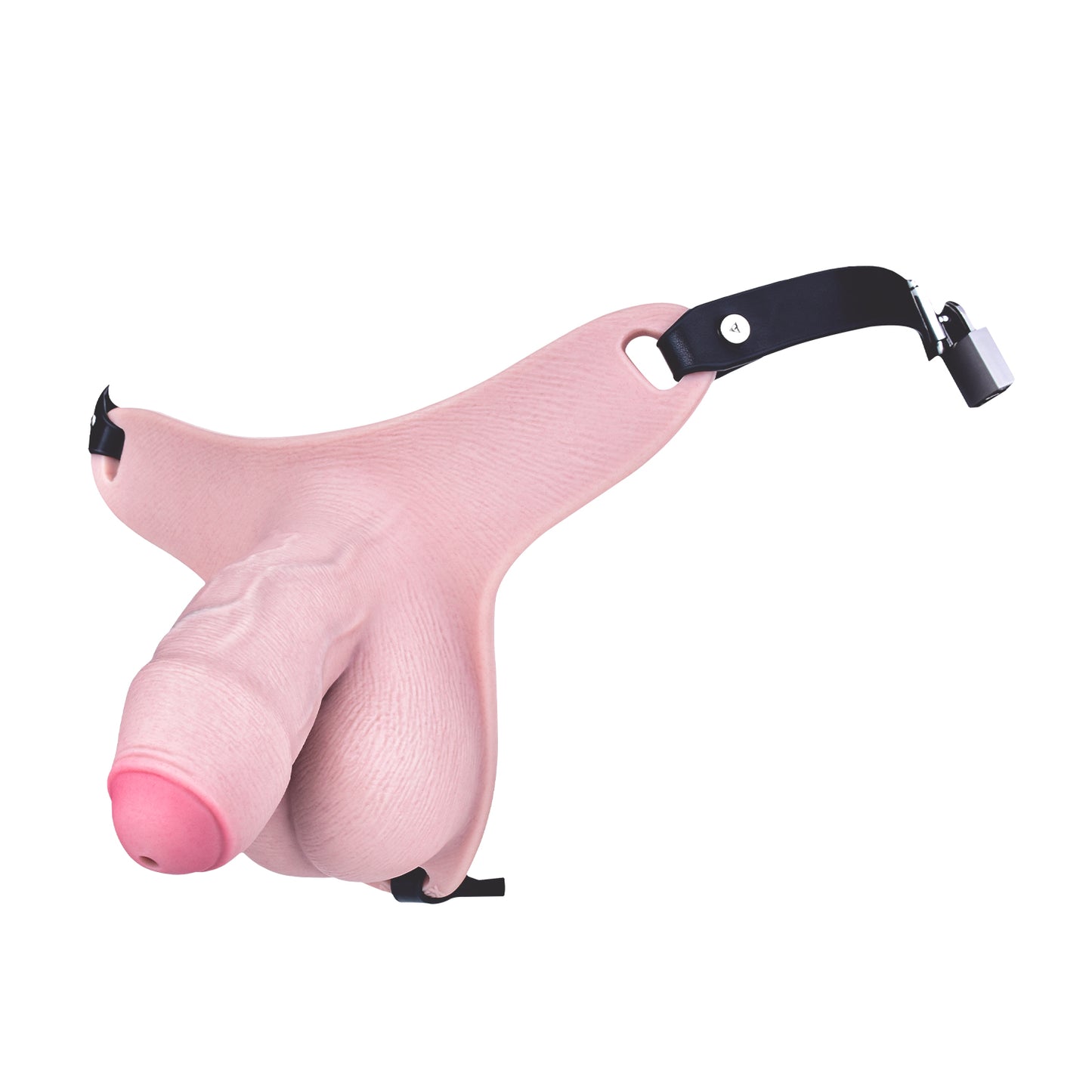 Realistic Silicone Chastity Pants with Urethral Opening — Platinum Silicone Male Chastity Cage for Long-Term BDSM Bondage Wear