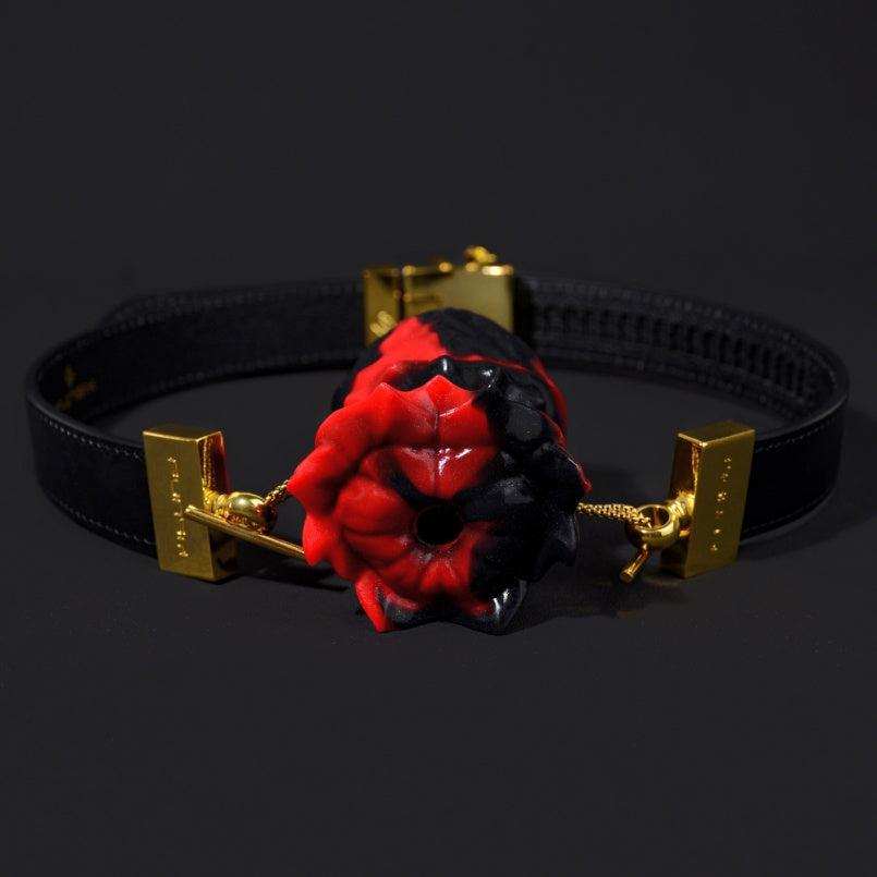 Bâillon-boule fantaisie en silicone noir et rouge - Bondage féminin BDSM Sex Toys