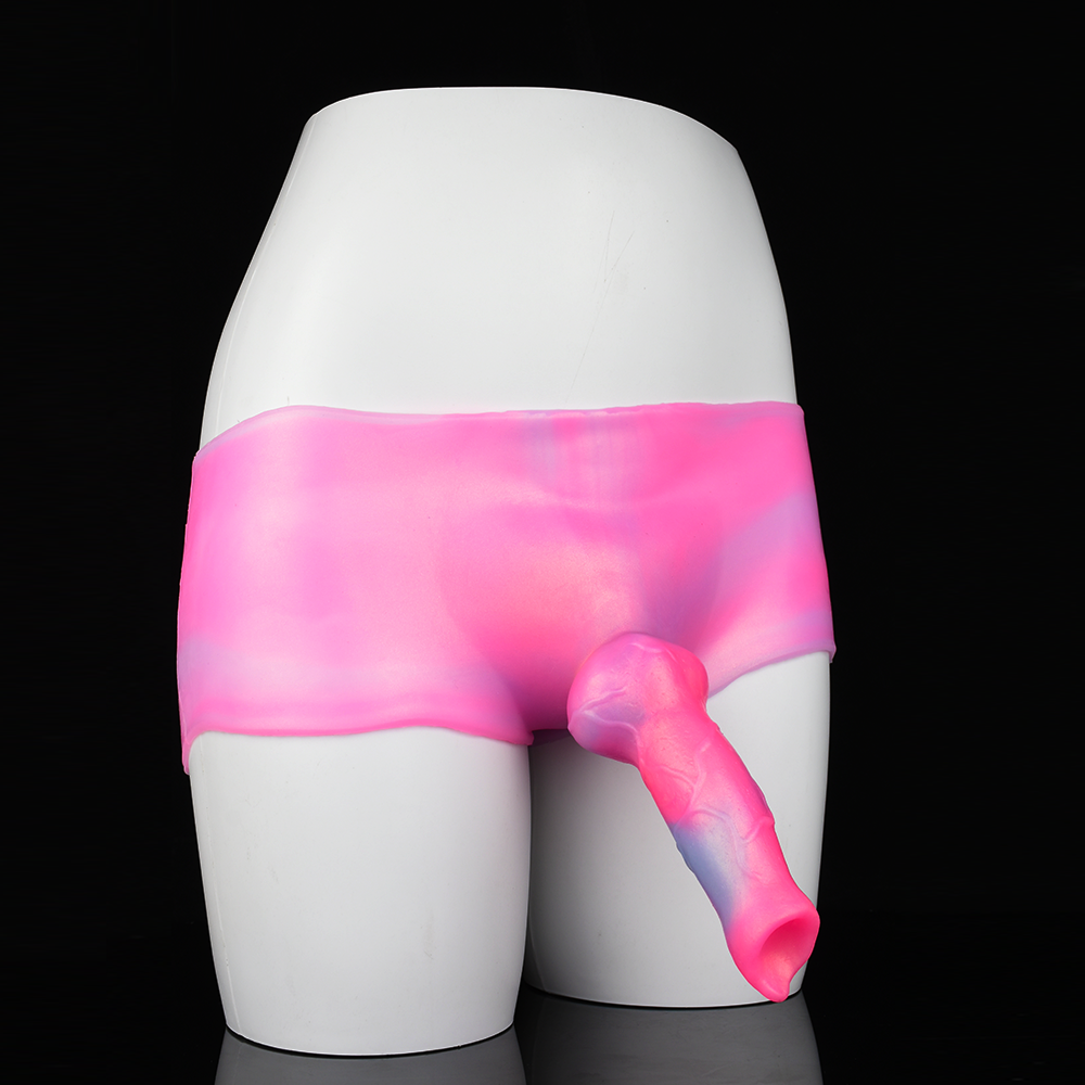 Wearable Strap-on Dildo Panties - Pink Knotted Dildos Box Brief Sex Toys for Women Lesbian