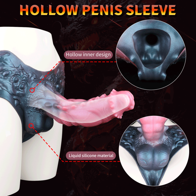 Male Penis Enlargement Fantasy Cock Sleeve - Wearable Monster Silicone Delay Device