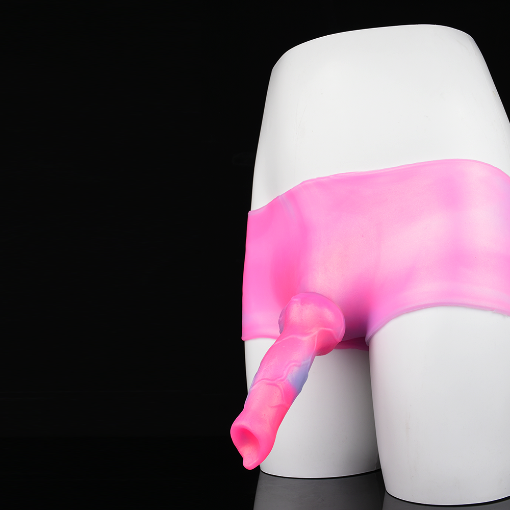 Wearable Strap-on Dildo Panties - Pink Knotted Dildos Box Brief Sex Toys for Women Lesbian