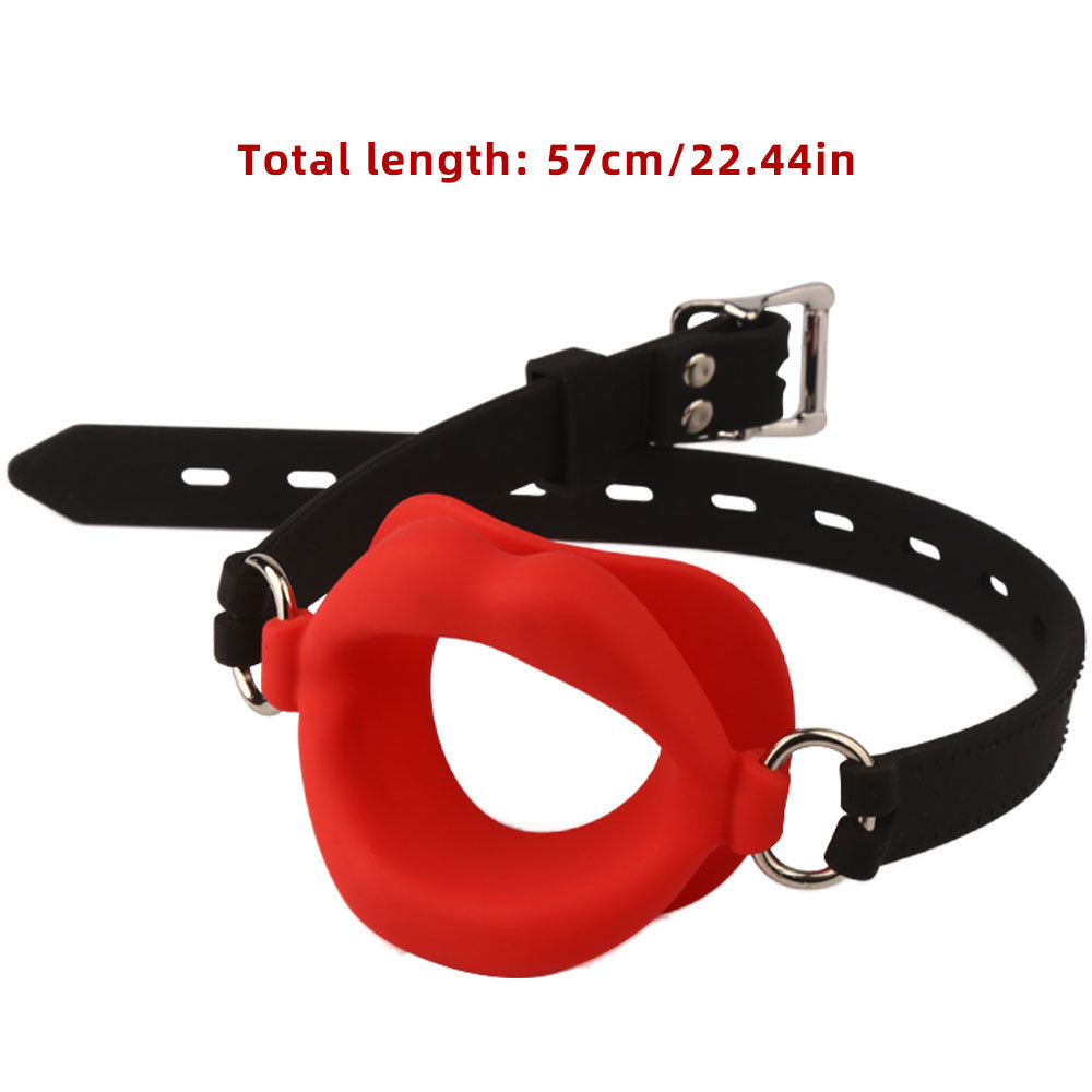Fantasy Red Lip Ball Gag - Leather Belt Bondage Restriants Oral Sex Toys