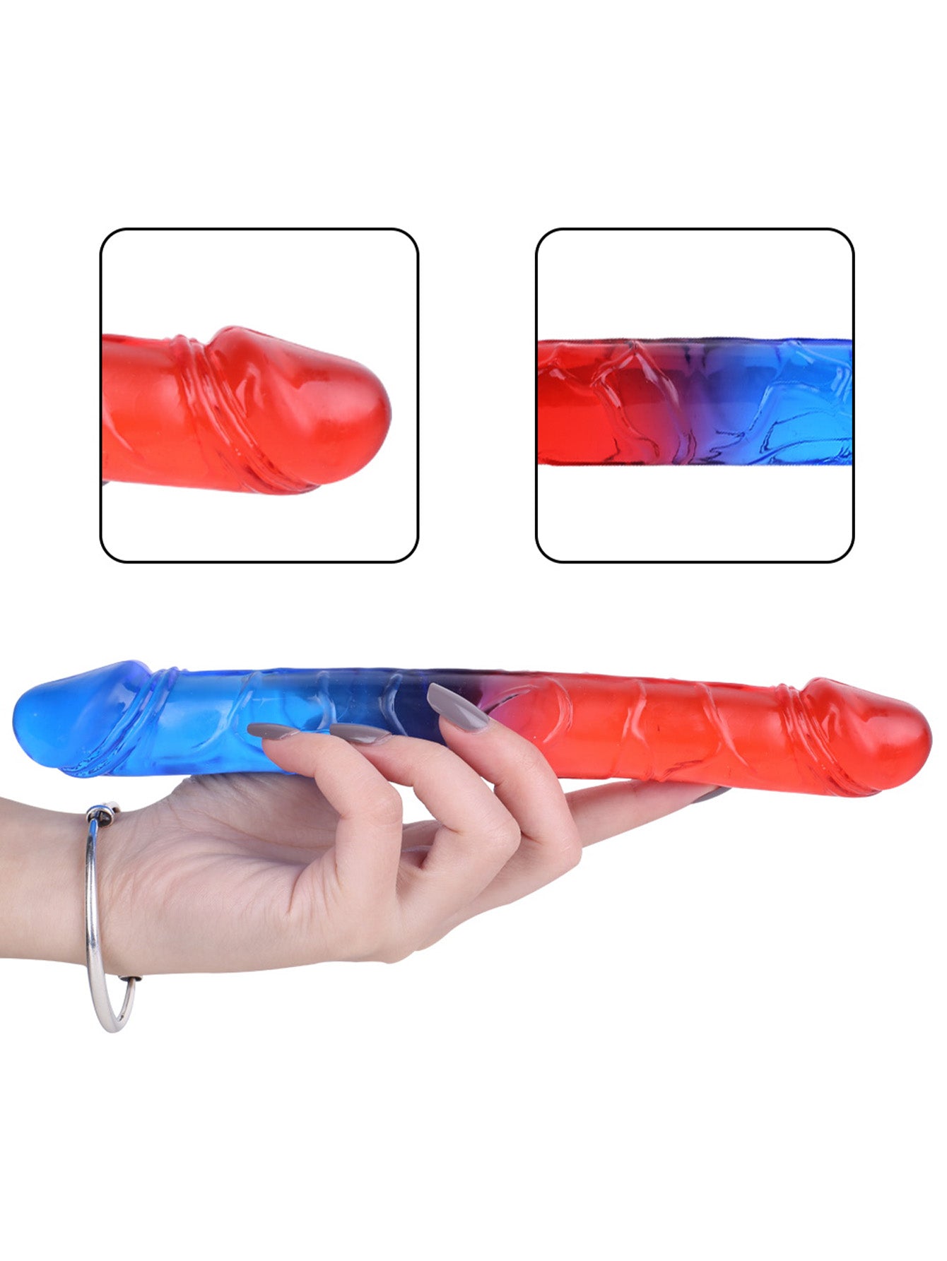 Gode double face arc-en-ciel - Gode anal réaliste en silicone de 12 pouces pour couple, jouets sexuels
