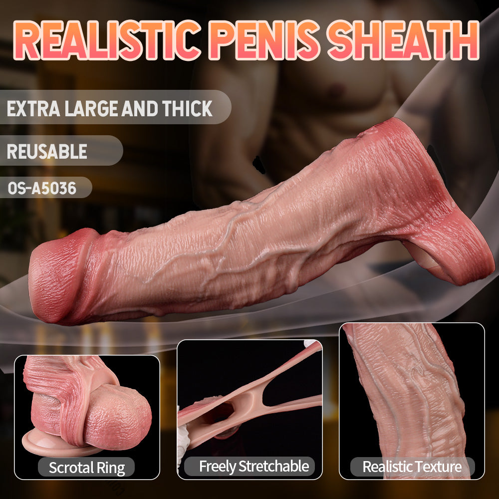 7 inch Penis Sheath Cock Sleeve - Light Skin Cocksleeve Extender Male Sex Toys Enhancer