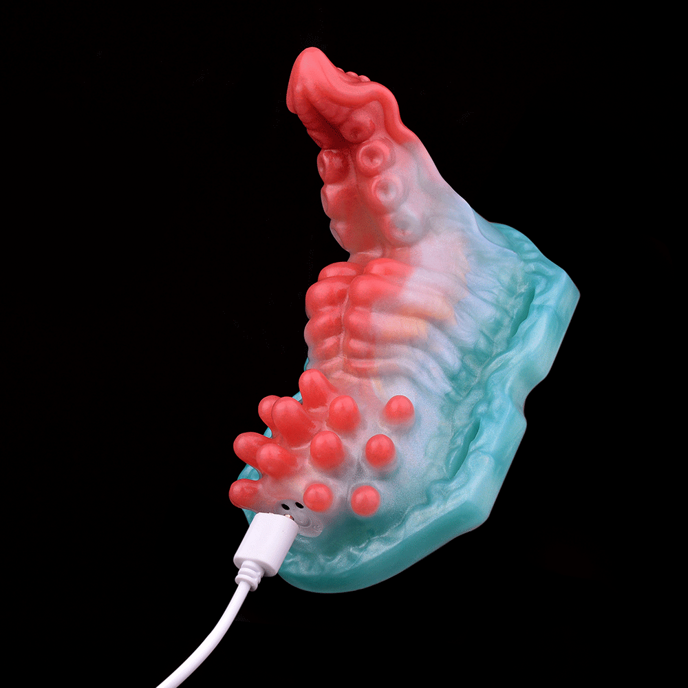 Godemichet sexuel lumineux en forme de dragon - Masturbateur vaginal anal à télécommande avec nœuds vibrants