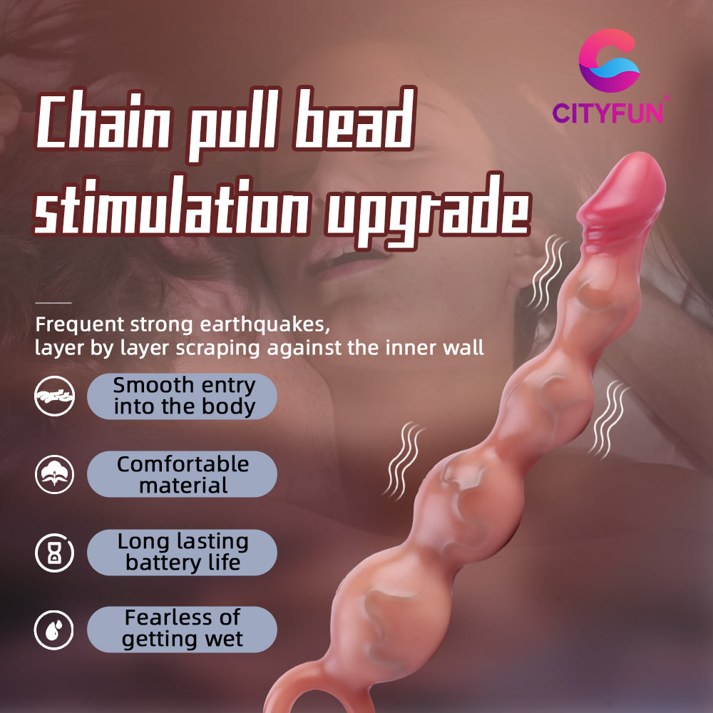 Anal Balls Vibrating Prostate Massager - Finger Ring 5 Anal Beads Sex Toys for Women Men