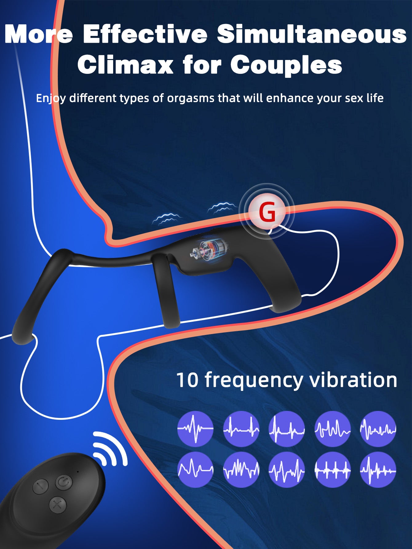 Anneaux péniens vibrants télécommandés - Les anneaux de pénis triples retardent l'éjaculation Couple Sex Toy