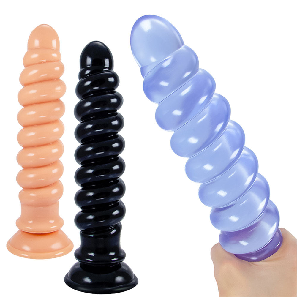 9 inch Exotic Dildo Spiral Anal Butt Plug - Fantasy Vaginal Women Masturbation Sex Toys