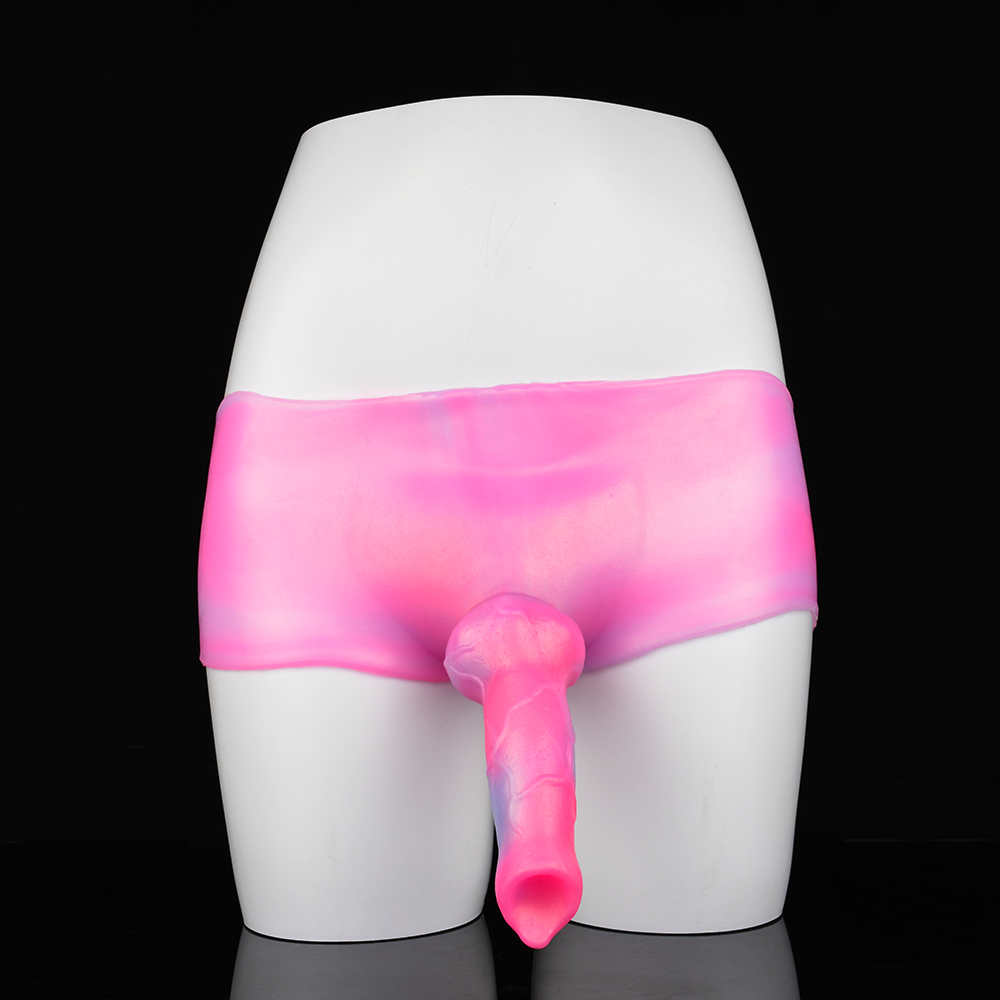 Wearable Strap-on Dildo Panties - Pink Knotted Dildos Box Brief Sex Toys for Women Lesbian