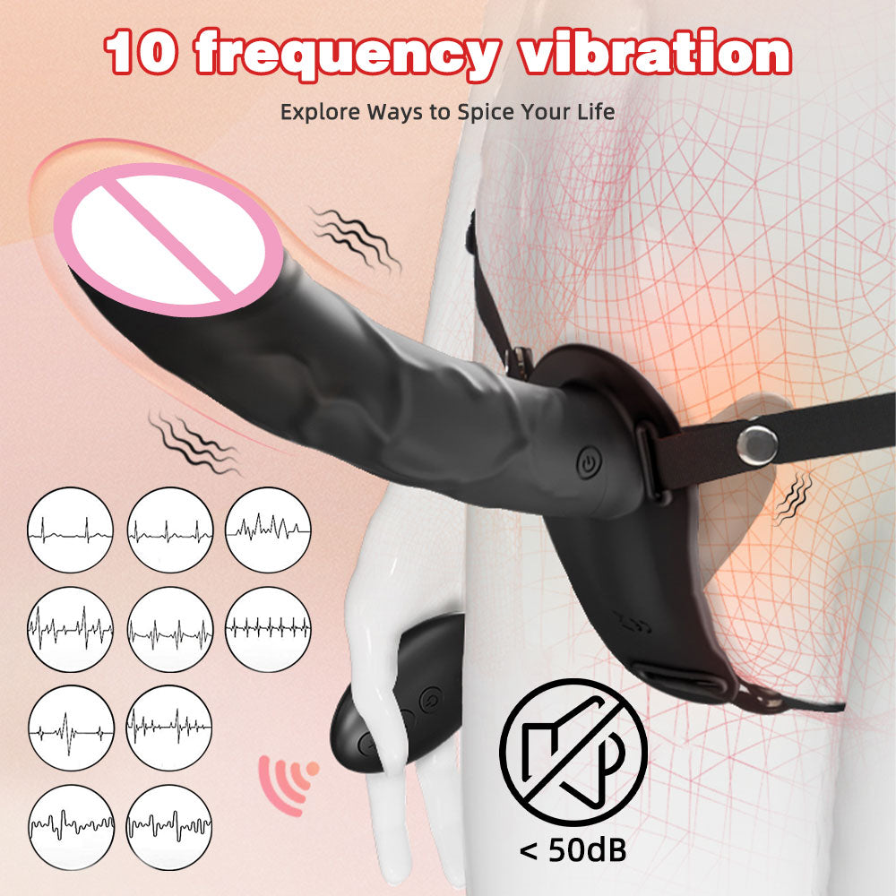 Doppelendiger Lesiban Strap-On Dildo - Realistischer schwarzer Dildo, Sexspielzeug für Paare