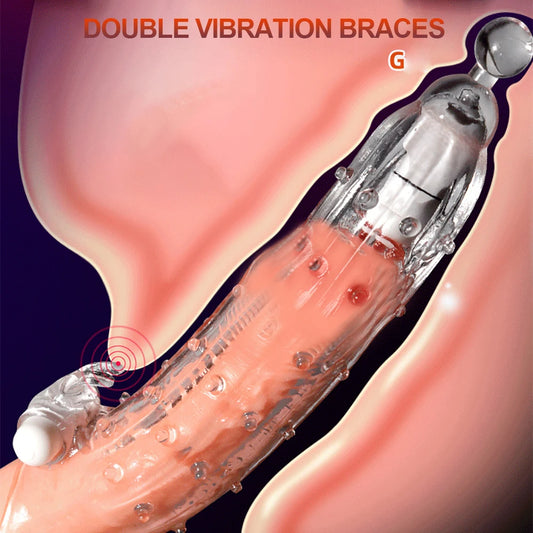 Jelly Silicone Cock Sleeve Vibrating Penis Extender Delay Ejaculation Condom Sex Toys for Men