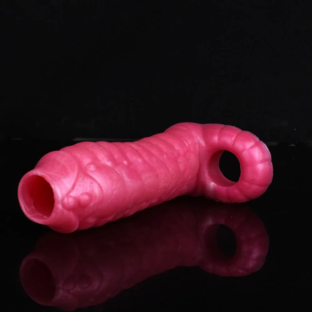 Monsterdildo Penis Sleeve - Agrandisseur en silicone Cock Ring Retarder l'éjaculation Jouets sexuels masculins
