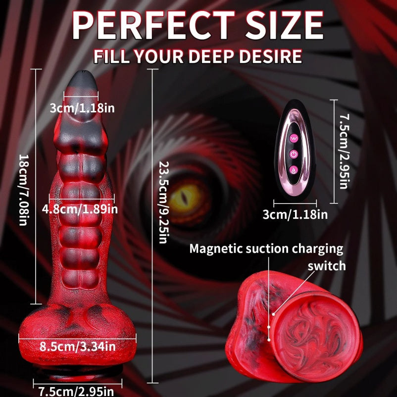 Bad Dragon Fantasy Teleskop-Vibrationsdildo – Blood Demon Silikon-G-Punkt-Vibrator zur vaginalen Stimulation