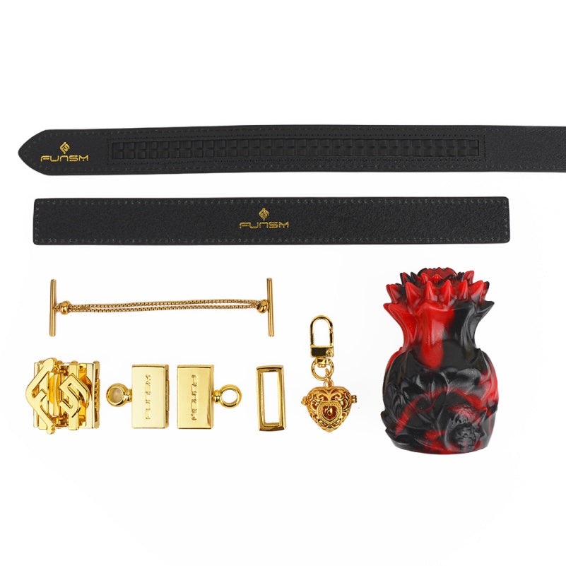 Kit de bondage avec boule bâillon Pineapple Bloom – Plug en silicone rouge et noir pour jouets sexuels coquins et jeux oraux